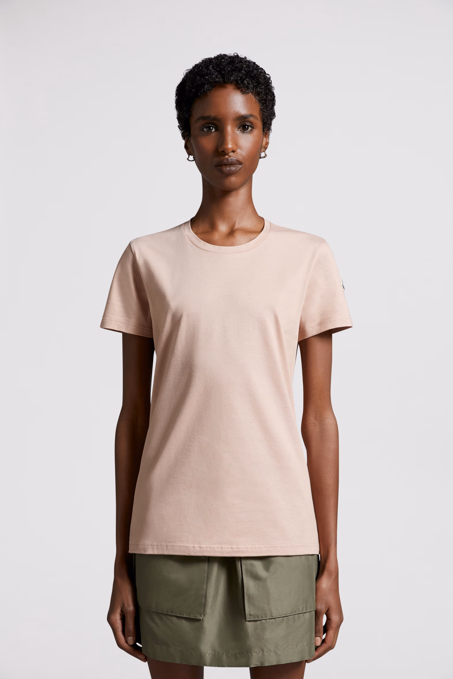 Cotton Jersey T-Shirt Women Light Pink Moncler 3